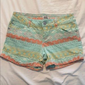 multi-colored aztec print shorts